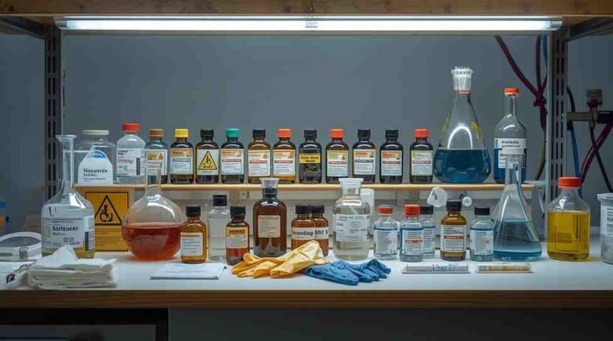 chemicals in a lab kit may potentially cause